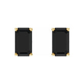 14K Yellow Natural Black Onyx Earrings